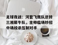 - 足球夜战：河套飞鹰队逆转三湘犀牛队，主帅临场妙招中场绞杀压制对手